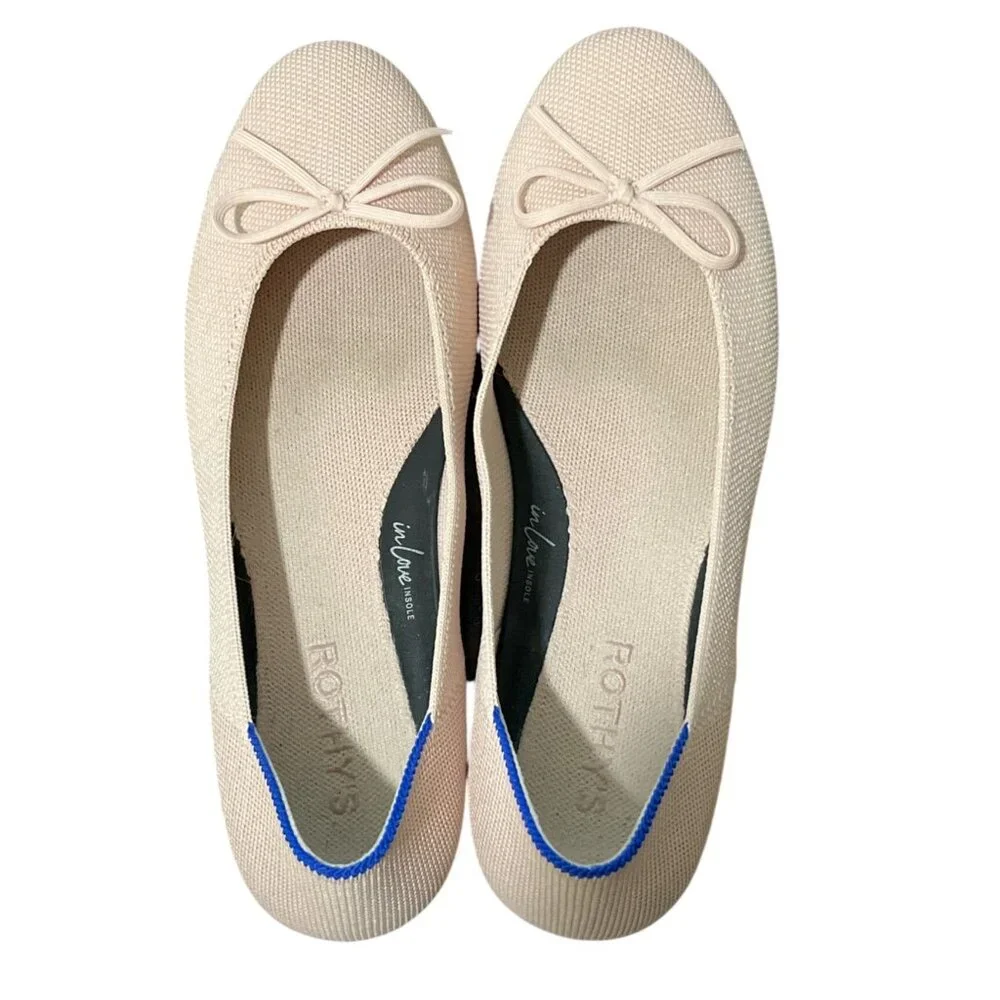 Rothys The Ballet Flat Round Toe Bow Womens Size 8 Light Pink - Picture 2 of 10